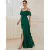 Ever Pretty šaty zelené dlouhé spadlá ramínka 0237 (* Velikost 9XL / 58 / 26 / 30)
