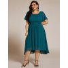 Elegantní jednoduché petrolejové šaty i pro plnoštíhlé 2053 (* Velikost 9XL / 58 / 26 / 30)