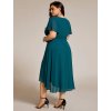Elegantní jednoduché petrolejové šaty i pro plnoštíhlé 2053 (* Velikost 9XL / 58 / 26 / 30)