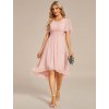 Elegantní jednoduché růžové šaty 2053 (* Velikost 9XL / 58 / 26 / 30)