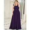 Ever Pretty tmavě fialové šaty s krajkou 646 (* Velikost 9XL / 58 / 26 / 30)