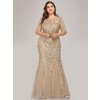 Ever Pretty zlaté šaty mořská panna 7707 (* Velikost 9XL / 58 / 26 / 30)