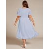 Elegantní jednoduché světle modré šaty 2053 (* Velikost 9XL / 58 / 26 / 30)
