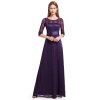 Fialové dlouhé šaty Ever Pretty 8878 (* Velikost XXXL / 46 / 14 / 18)