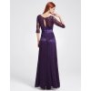 Fialové dlouhé šaty Ever Pretty 8878 (* Velikost XXXL / 46 / 14 / 18)