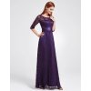 Fialové dlouhé šaty Ever Pretty 8878 (* Velikost XXXL / 46 / 14 / 18)