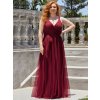 Luxusní dlouhé šaty 7303 bordo (* Velikost 9XL / 58 / 26 / 30)