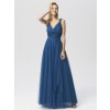 Luxusní dlouhé šaty 7303 modré (* Velikost 9XL / 58 / 26 / 30)