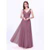 Luxusní dlouhé šaty 7303 starorůžové (* Velikost 9XL / 58 / 26 / 30)