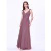 Luxusní dlouhé šaty 7303 starorůžové (* Velikost 9XL / 58 / 26 / 30)