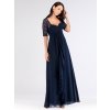 Luxusní modré šaty s krajkou 7625 (* Velikost XL / 42 / 10 / 14)