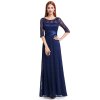 Modré dlouhé šaty Ever Pretty 8878 (* Velikost XL / 42 / 10 / 14)