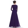 Plesové šaty fialové s dlouhým rukávem 8635 (* Velikost XS / 34 / 04 / 06)