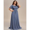 Elegantní společenské světle modré šaty 1840 (* Velikost 9XL / 58 / 26 / 30)