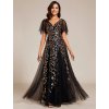 Plesové šaty zlato černé šaty Ever Pretty 0736 (* Velikost 9XL / 58 / 26 / 30)