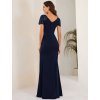 Plesové tmavě modré šaty s rozparkem 1669 (* Velikost 9XL / 58 / 26 / 30)