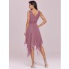 Růžové šaty do tanečních s cípy 3142 (*Velikost 9XL / 58 / 26 / 30)