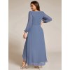 Šaty pro maminku nevěsty bouřkově modré 3027 (* Velikost 9XL / 58 / 26 / 30)