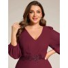 Šaty s dlouhými rukávy asymetrické bordo 3027 (* Velikost 9XL / 58 / 26 / 30)
