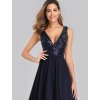 Tmavě modré šaty s flitry 0849 (*Velikost 4XL / 48 / 16 / 20)