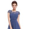 Ever Pretty krajkové šaty modro šedá 9993 (*Velikost 7XL / 54 / 22 / 26)