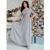 Ever Pretty krajkové šedé šaty 7412 (* Velikost 9XL / 58 / 26 / 30)