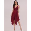 Ever Pretty krátké bordo šaty 0207 (* Velikost 9XL / 58 / 26 / 30)
