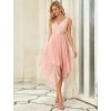 Ever Pretty krátké jemně růžové šaty 0207 (* Velikost 9XL / 58 / 26 / 30)