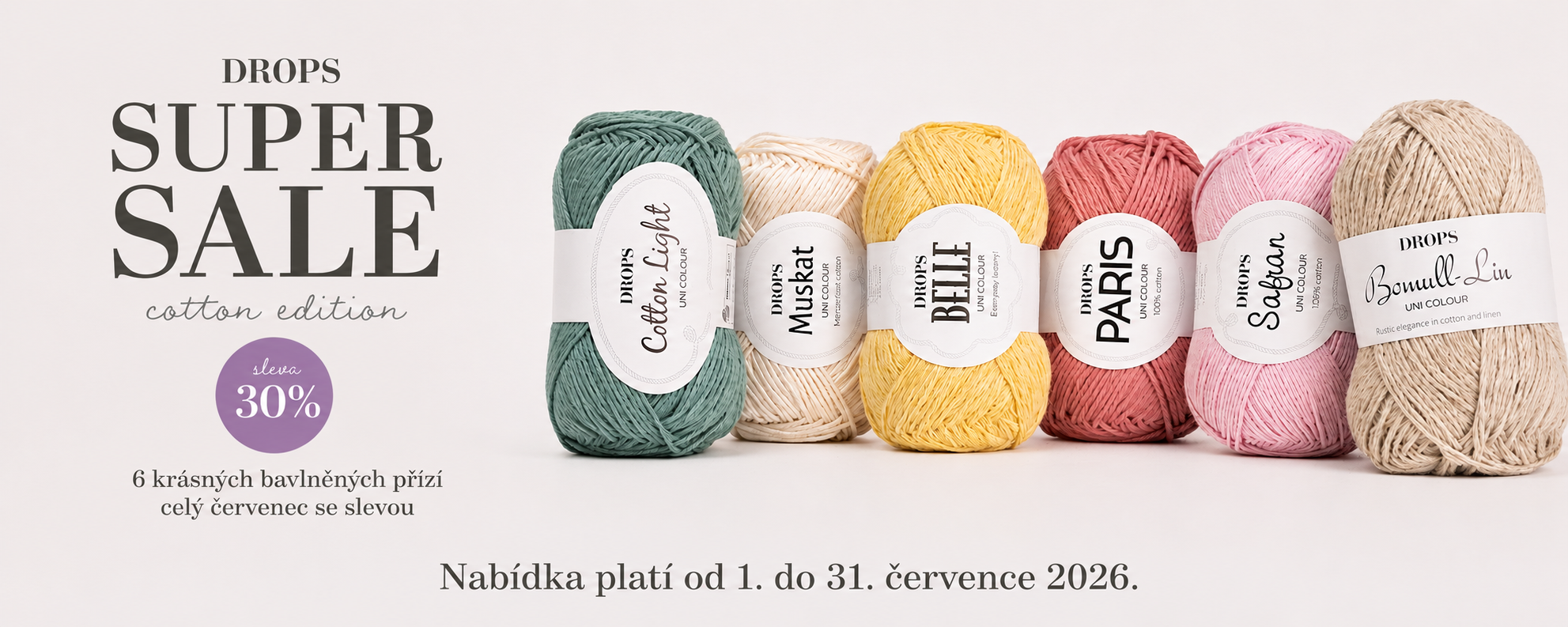DROPS Supersale Safran, Muskat, Cotton Light, Bomull-lin, Belle, Paris