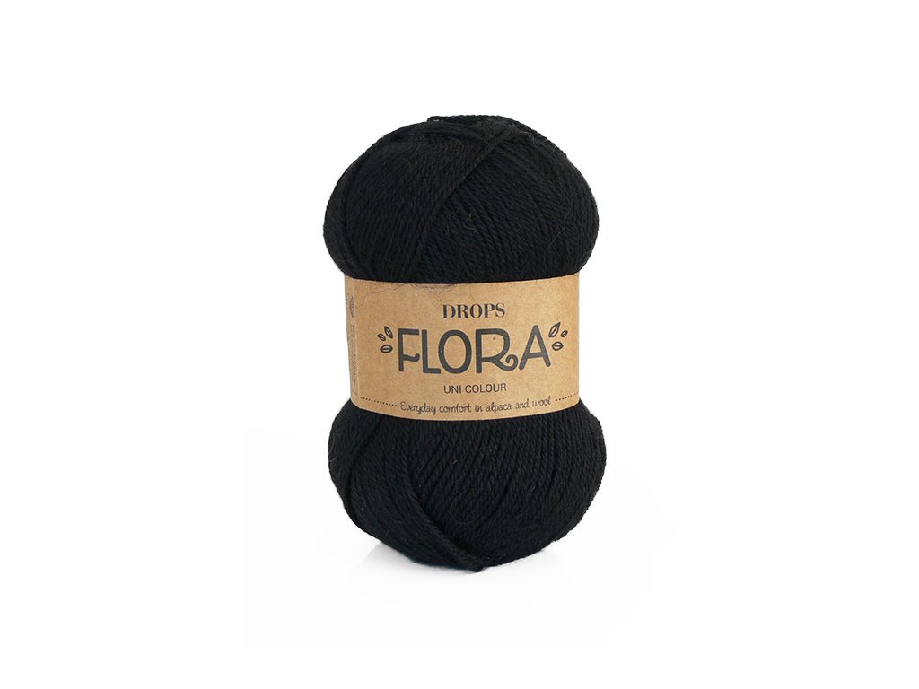 Příze DROPS Flora uni colour 06 - černá