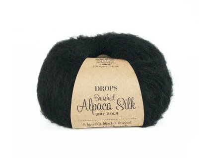 Příze DROPS Brushed Alpaca Silk 16 - černá