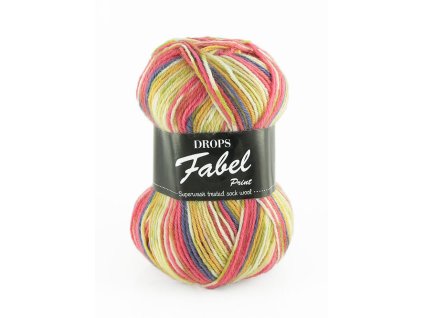 Příze DROPS Fabel Print 903 - žlutá/růžová