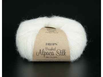 Příze DROPS Brushed Alpaca Silk 01 - smetanová