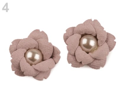 Aplikace květ s perlou 23 mm 780158 - 4 pudrová