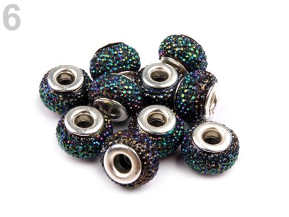 Plastové broušené korálky s velkým průvlekem 9x14 mm 200624 - 6 multi