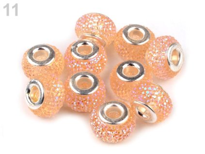 Plastové broušené korálky s velkým průvlekem 9x14 mm 200624 - 11-039 světlá lososová