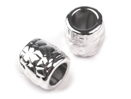 Plastové korálky Metalic s velkým průvlekem 9x9,5 mm 200666 - 1 stříbrná