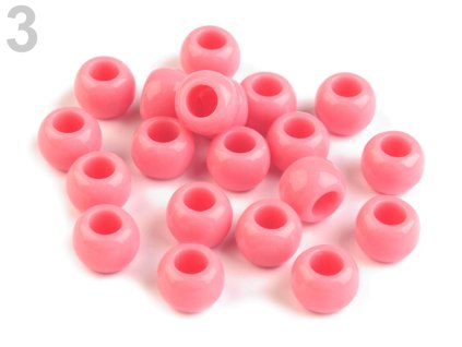 Plastové korálky s velkým průvlekem 6x8 mm 200752 (10 ks) - 3 růžová
