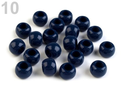Plastové korálky s velkým průvlekem 6x8 mm 200752 (10 ks) - 10 modrá pařížská