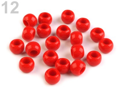 Plastové korálky s velkým průvlekem 6x8 mm 200752 (10 ks) - 12 červená rumělka
