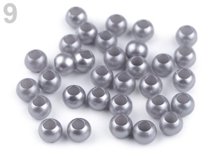 Plastové korálky s velkým průvlekem perleť 6x8 mm 200758 (10 ks) - 9 šedá nejsvětlejší