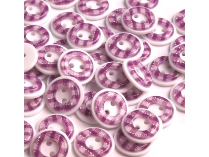 Knoflík plastový 20" (12,7 mm) SQUARE károvaný - fialová světlá