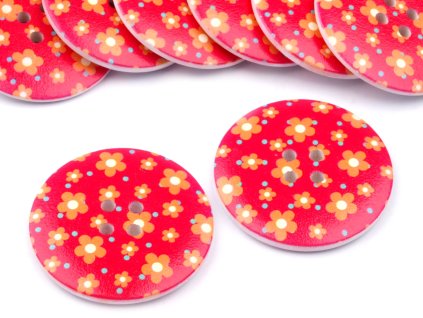 Knoflík dřevěný 60“ (38,1 mm) Květ 110971 - červená