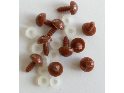 Oči s pojistkou 10 mm – hnědé