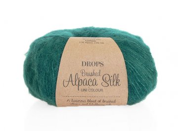 Příze DROPS Brushed Alpaca Silk 11 - tmavá zelená