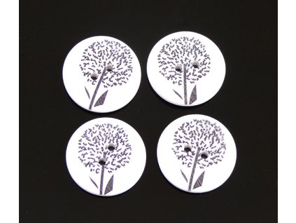 Knoflík dřevěný dekorační 30 mm,  120472 pampeliška