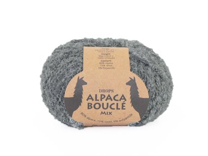 Příze DROPS Alpaca Bouclé mix 0517 - šedá