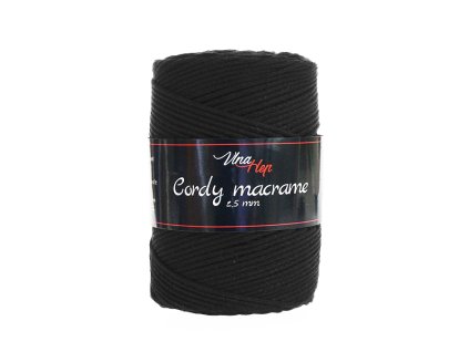 Cordy macrame 2,5 mm - 8001 černá