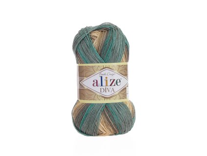 Příze Diva Batik 3307 - odstíny zelené, béžové,šedé