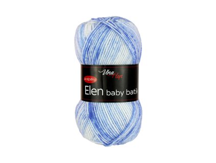 Příze Elen baby batik 5114 - bílá, odstíny modré